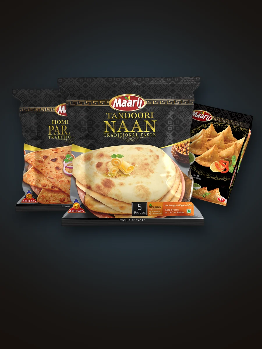Maarij frozen paratha, naan and samosa