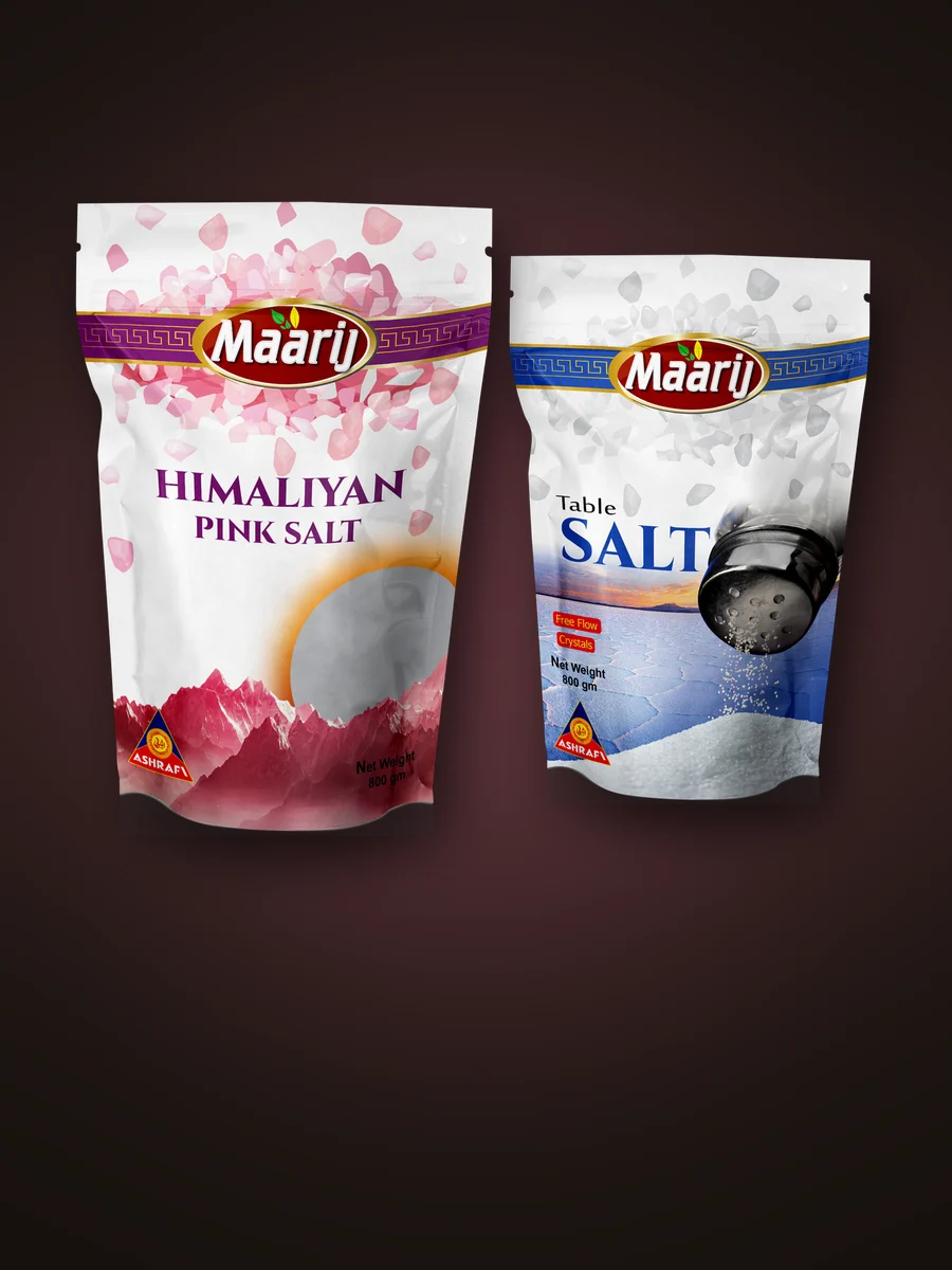 Maarij Himalayan pink salt and table salt